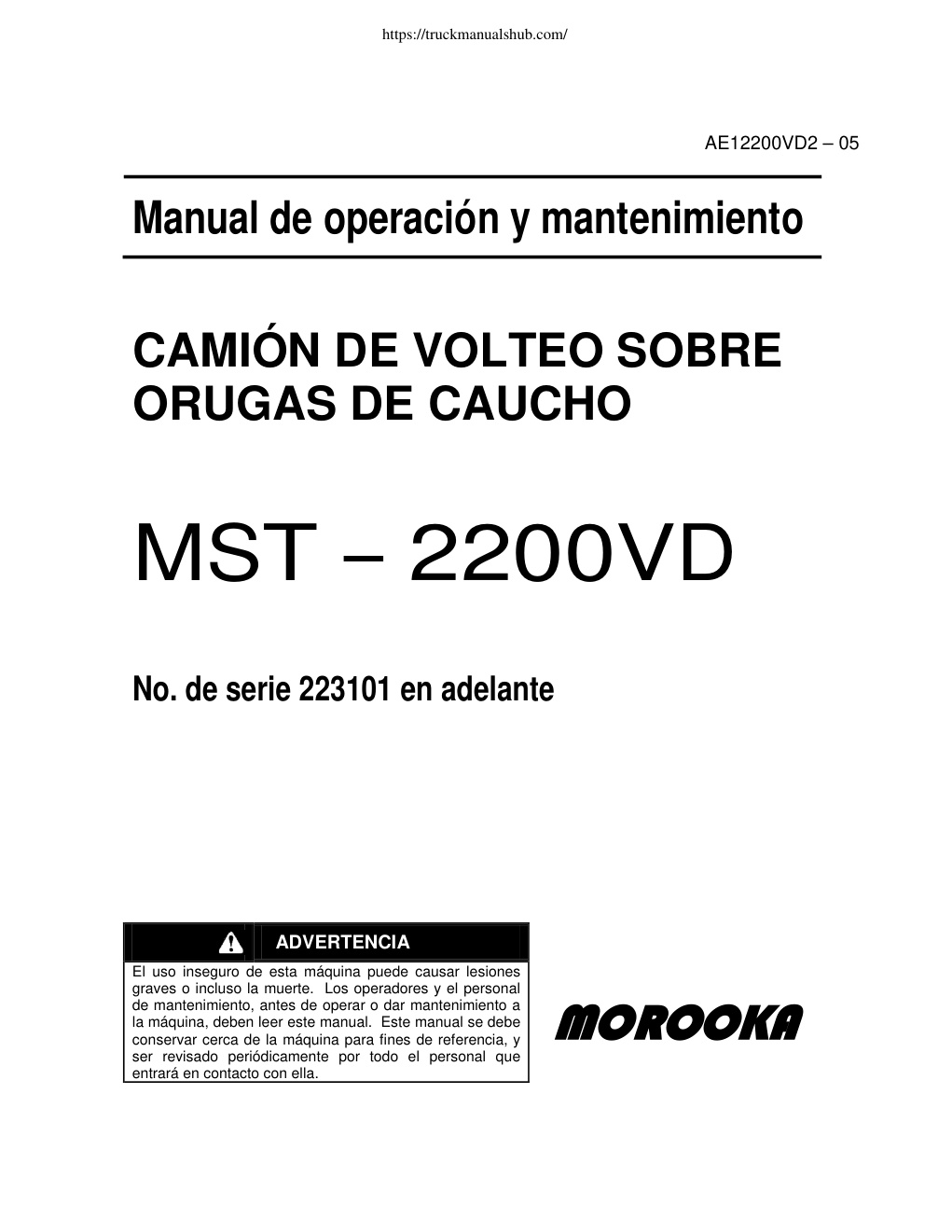Première page de Morooka MST2200VD Operation and Maintenance Manual