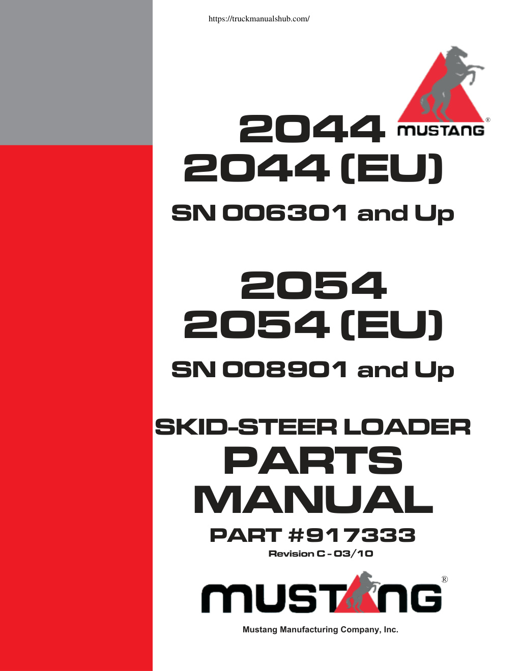 Première page de Mustang 2054 Skid Steer Loader Parts Manual