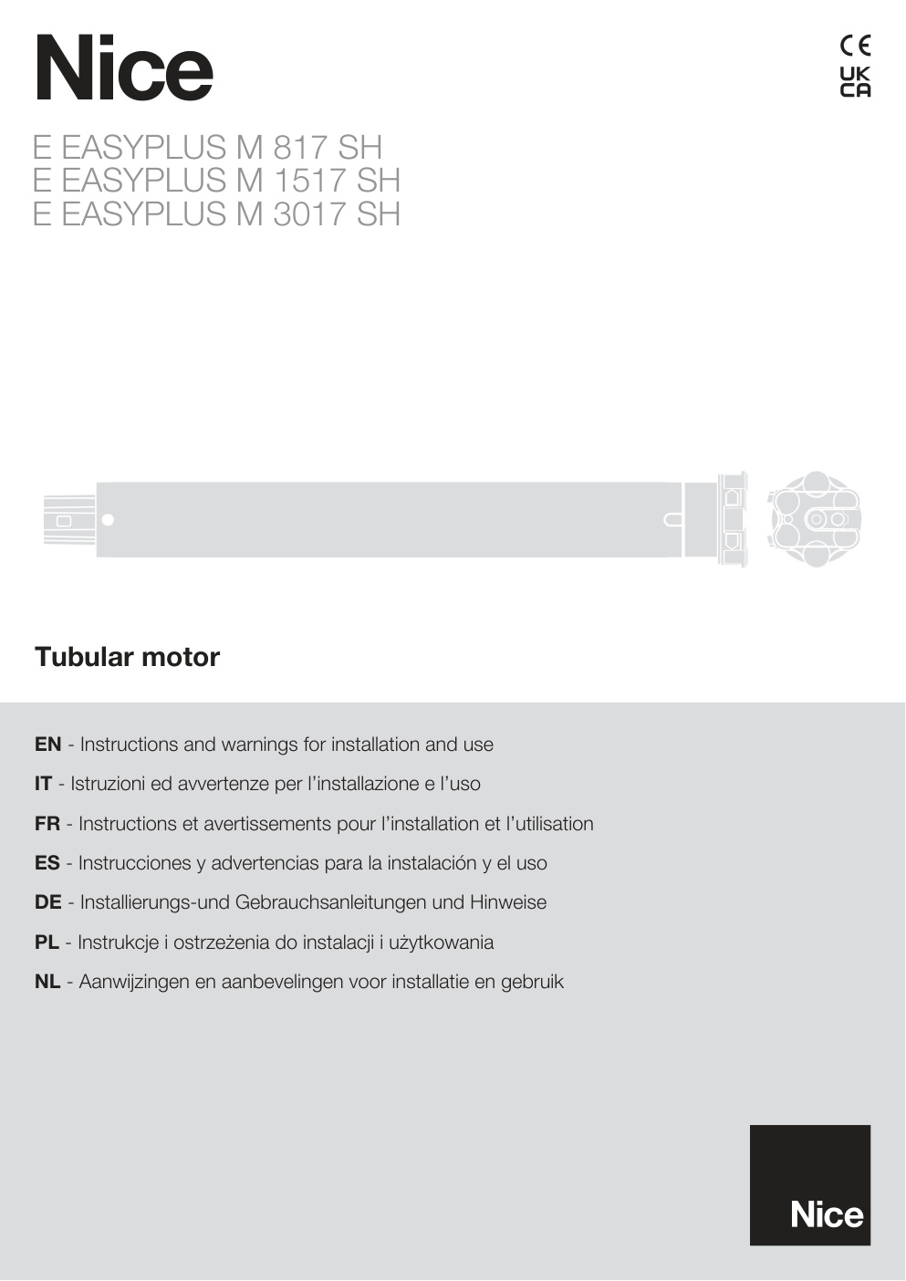 Première page de NICE E EASYPLUS M 817 SH E EASYPLUS M 1517 SH EN