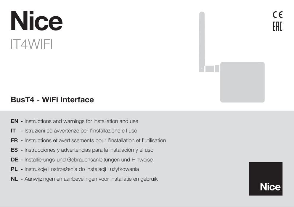 Première page de NICE IT4WIFI EN