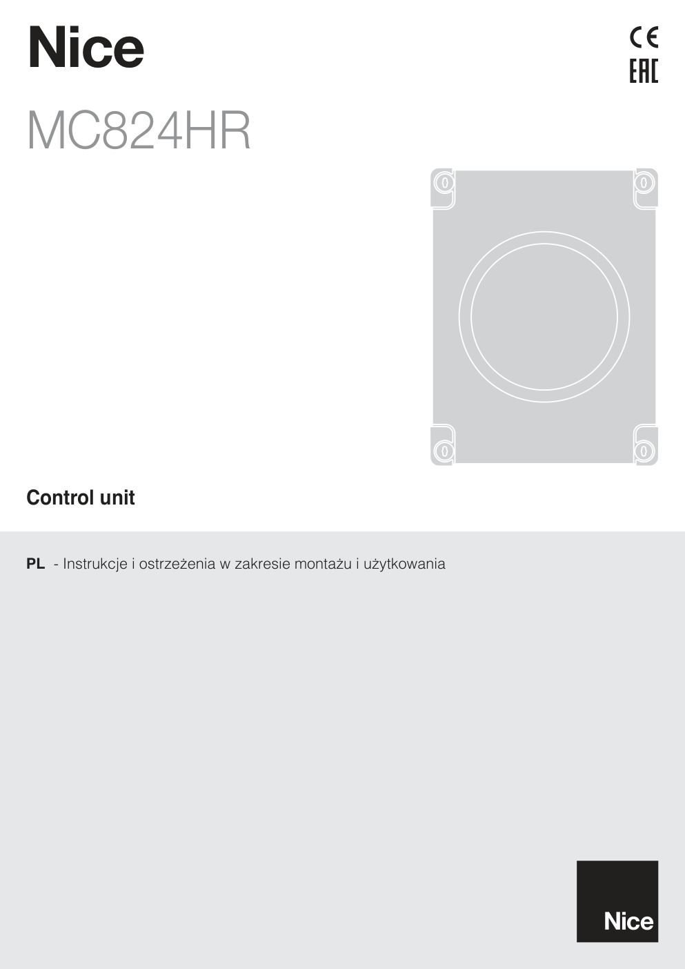Première page de NICE MC824HR PL