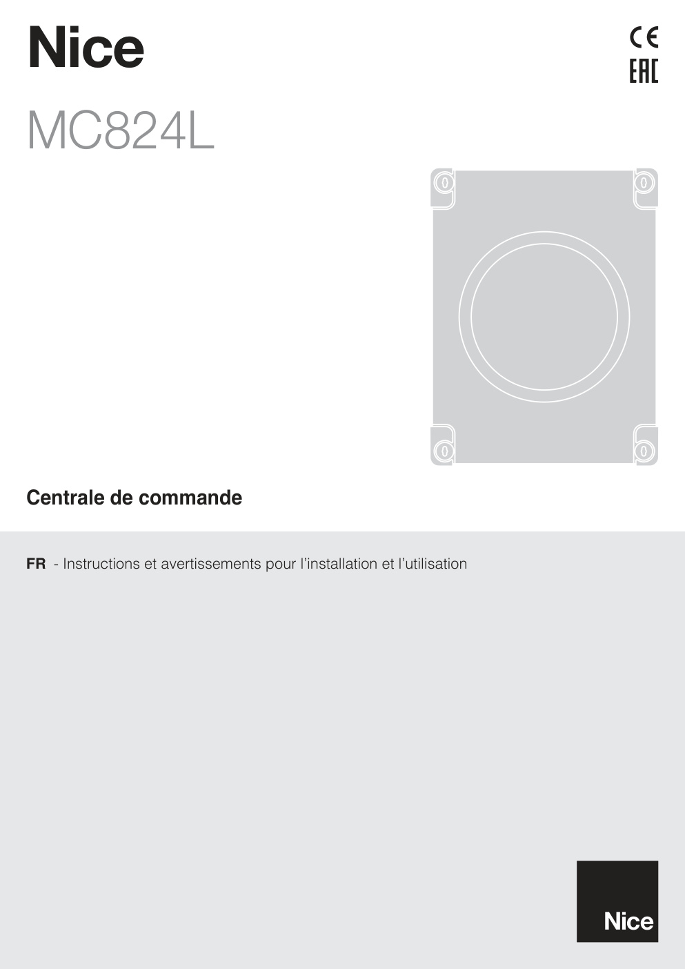 Première page de NICE MC824L FR