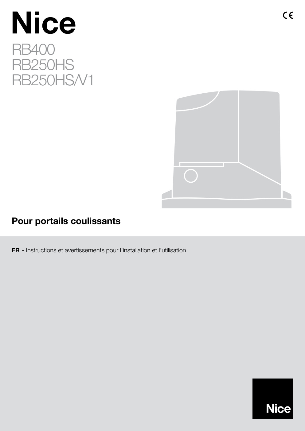 Première page de NICE RB400 RB250HS FR