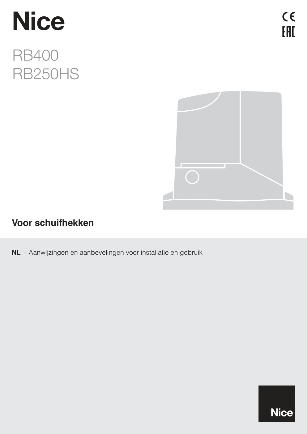 Première page de NICE RB400 RB250HS NL 2