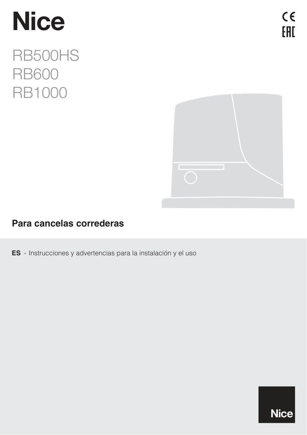 Première page de NICE RB500HS RB600 ES
