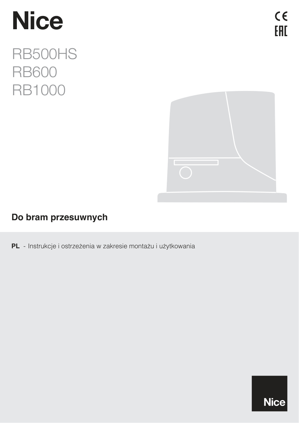 Première page de NICE RB500HS RB600 PL