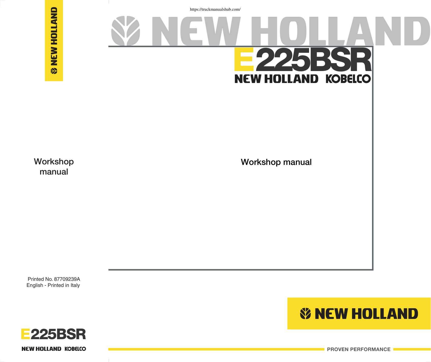 Première page de New Holland E225BSR Workshop Manual