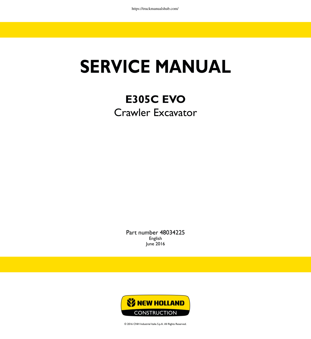 Première page de New Holland E305C EVO Crawler Excavator Service Manual