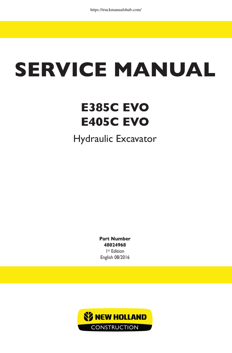Première page de New Holland E385C EVO Service Manual