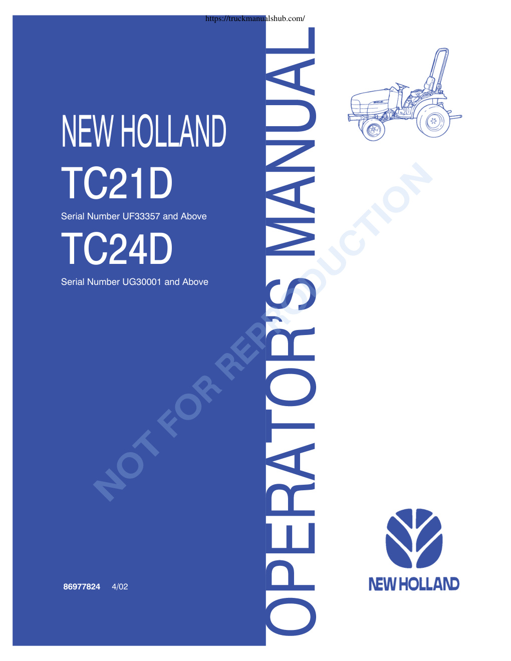 Première page de New Holland TC21D Operator s Manual