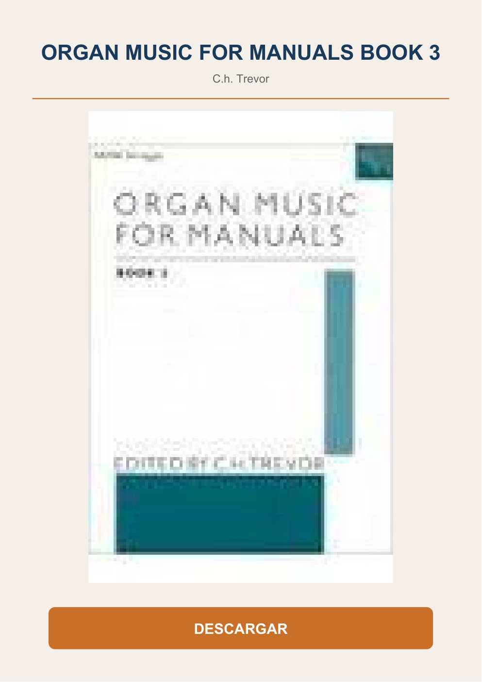 Première page de ORGAN MUSIC FOR MANUALS BOOK 3 C h Trevor