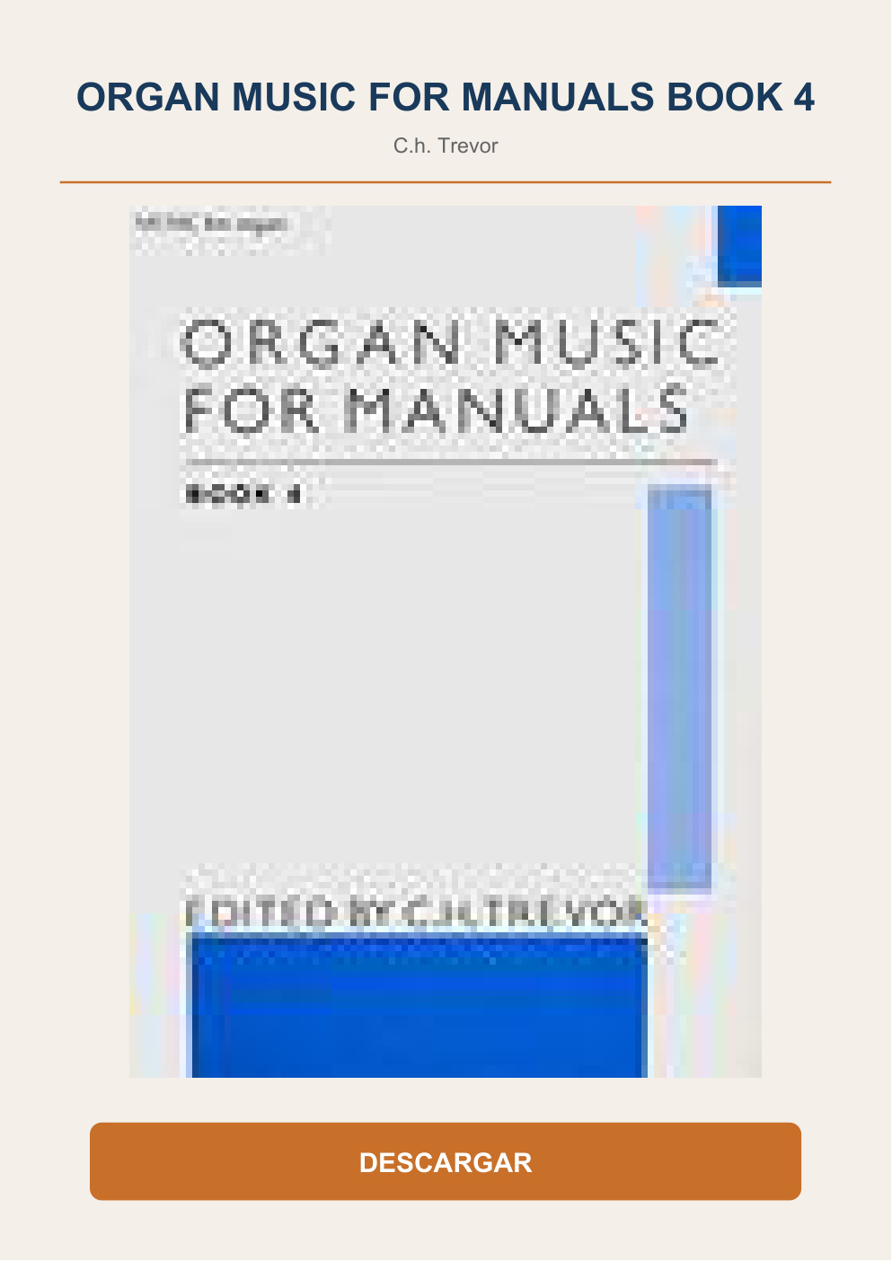 Première page de ORGAN MUSIC FOR MANUALS BOOK 4 C h Trevor