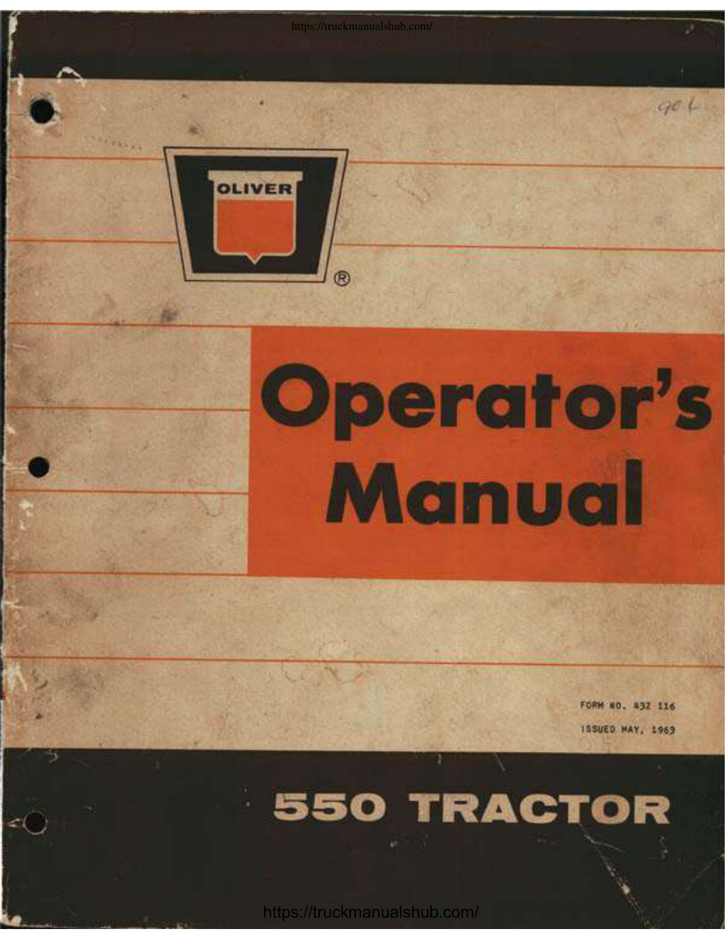 Première page de Oliver 550 Service Manual