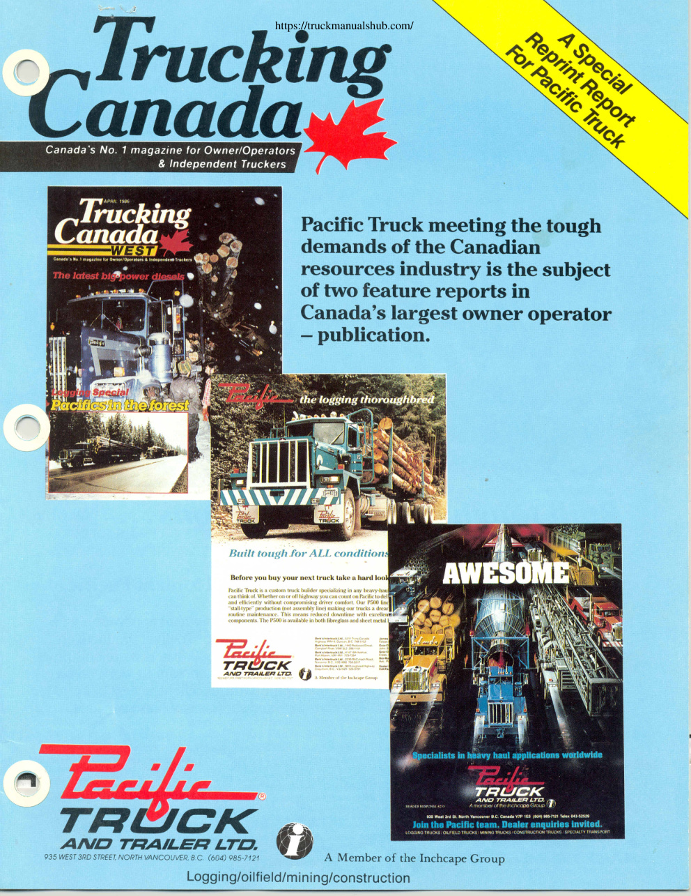 Première page de Pacific Trucks Special reprint report