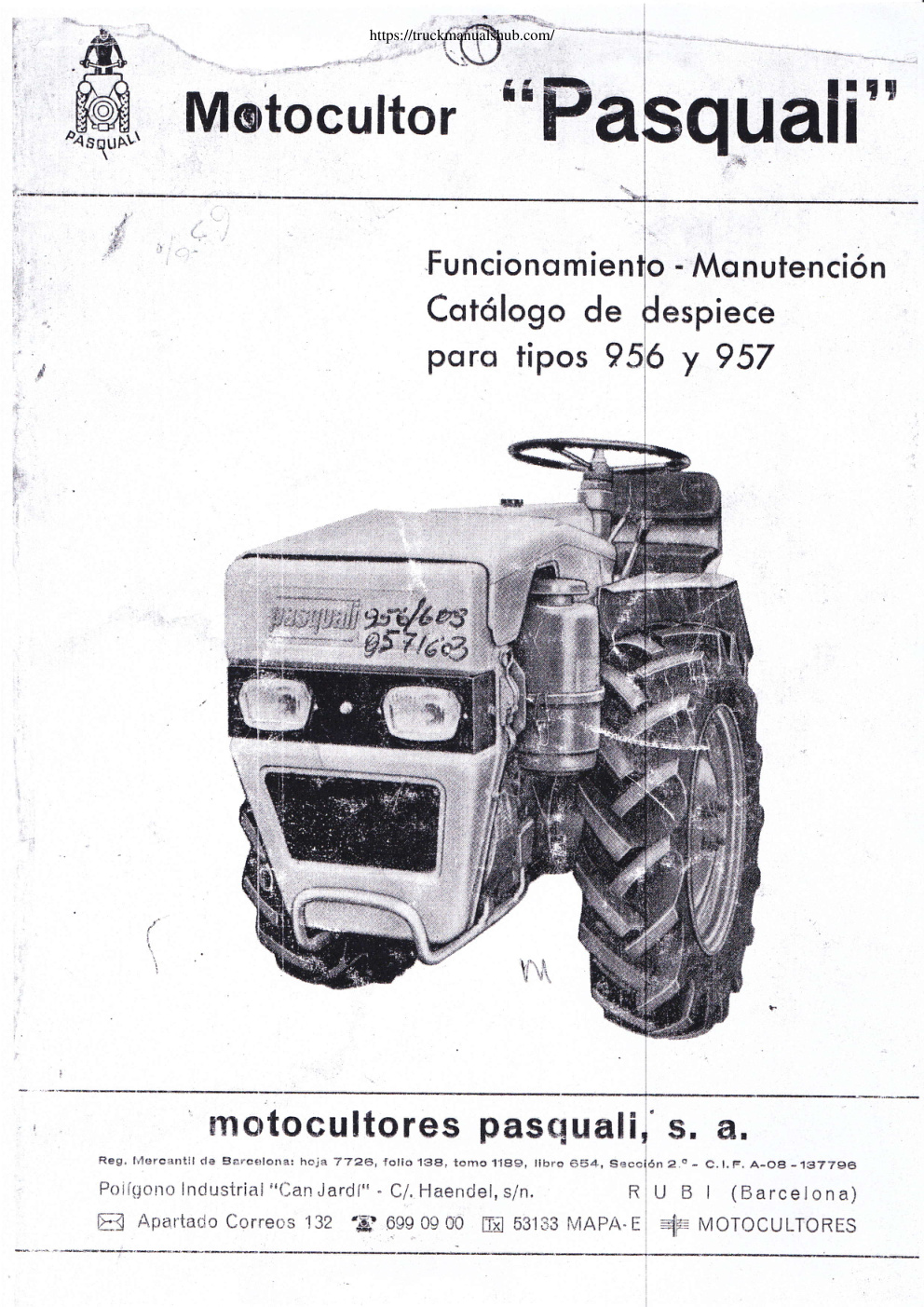 Première page de Pasquali 956 957 Owner s Manual