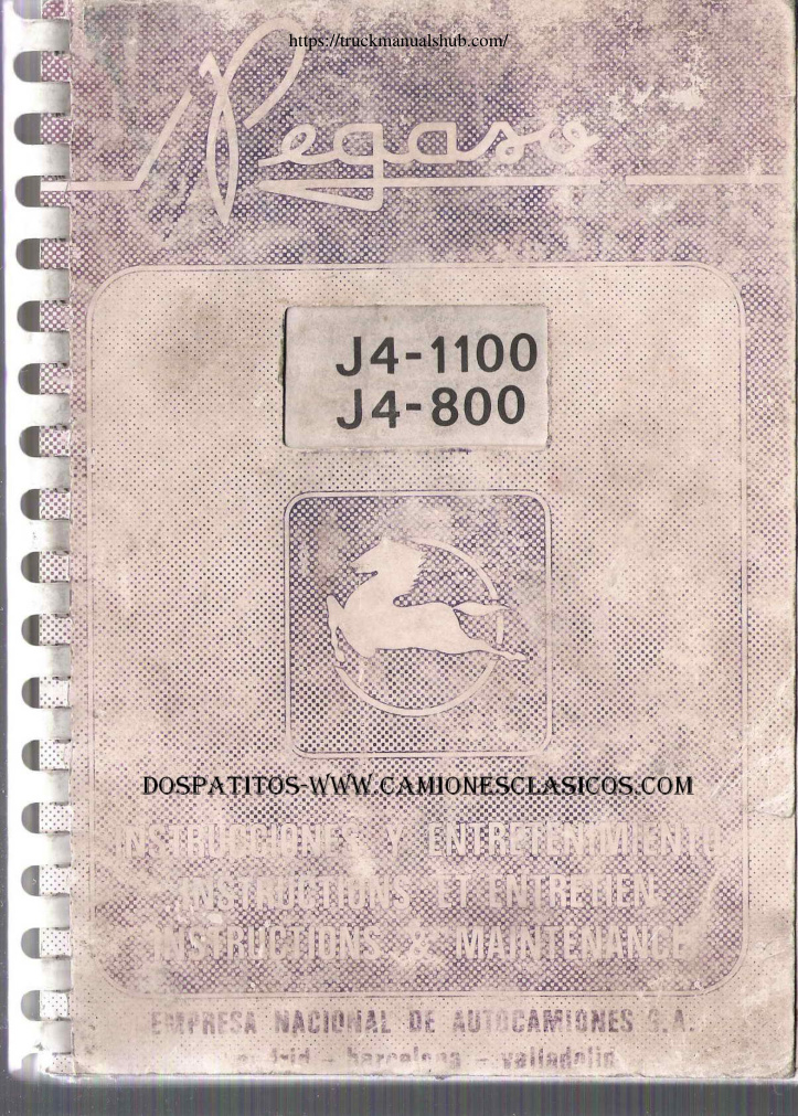 Première page de Pegaso J4 1100 J4 800 Operator s and Maintenance Manual