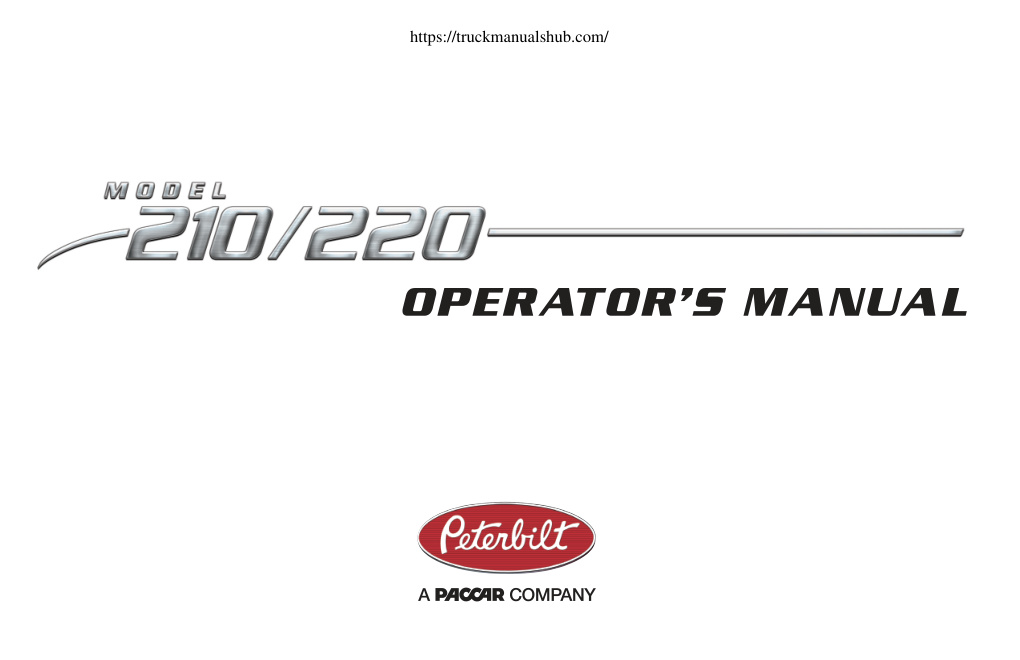 Première page de Peterbilt 210 220 Operators Manual