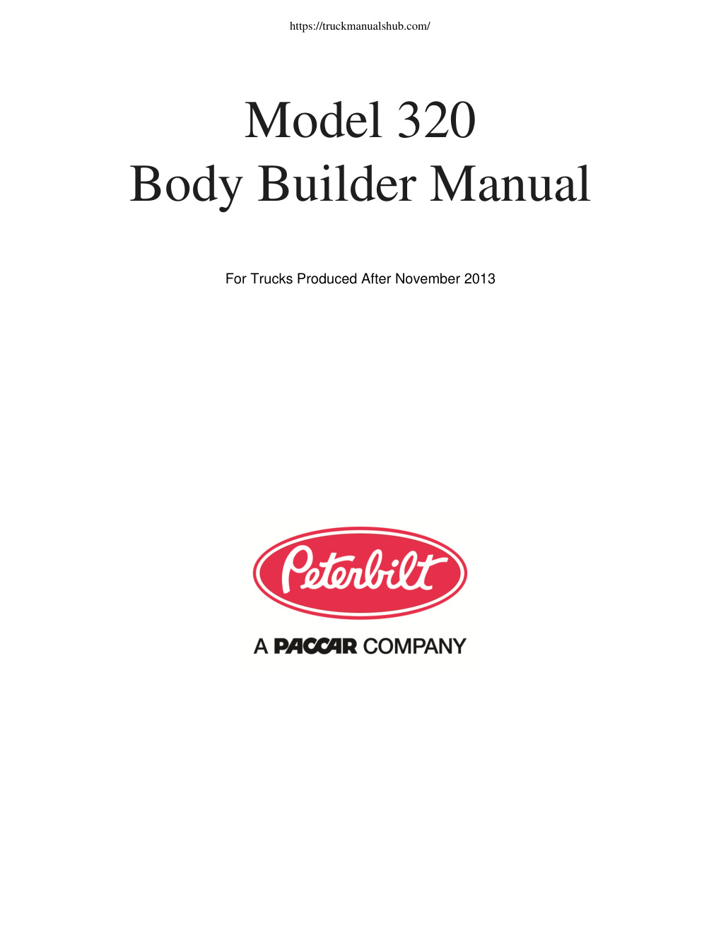 Première page de Peterbilt 320 Body Builder Manual 2013
