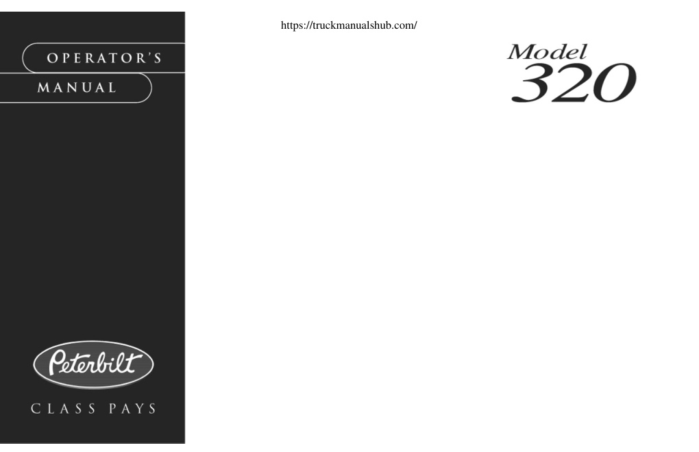 Première page de Peterbilt 320 Operator s Manual after 8 07