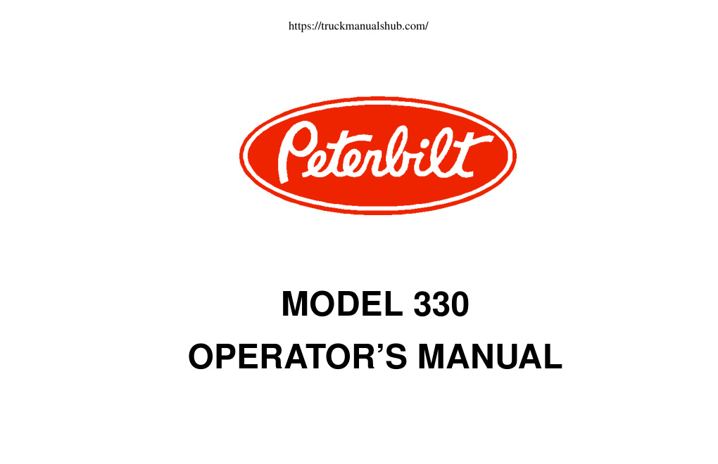Première page de Peterbilt 330 Operator s Manual