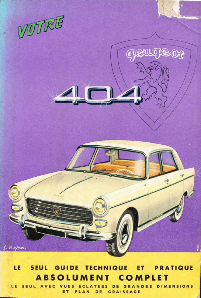 Première page de Peugeot 404 workshop manual 1964 fr