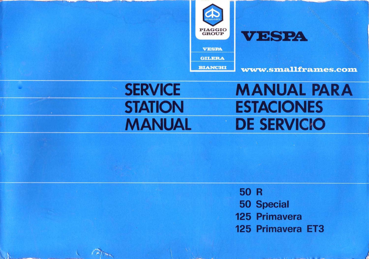 Première page de Piaggio Service Manual Vespa 50R 50Special 125Primavera 125PrimaveraET3