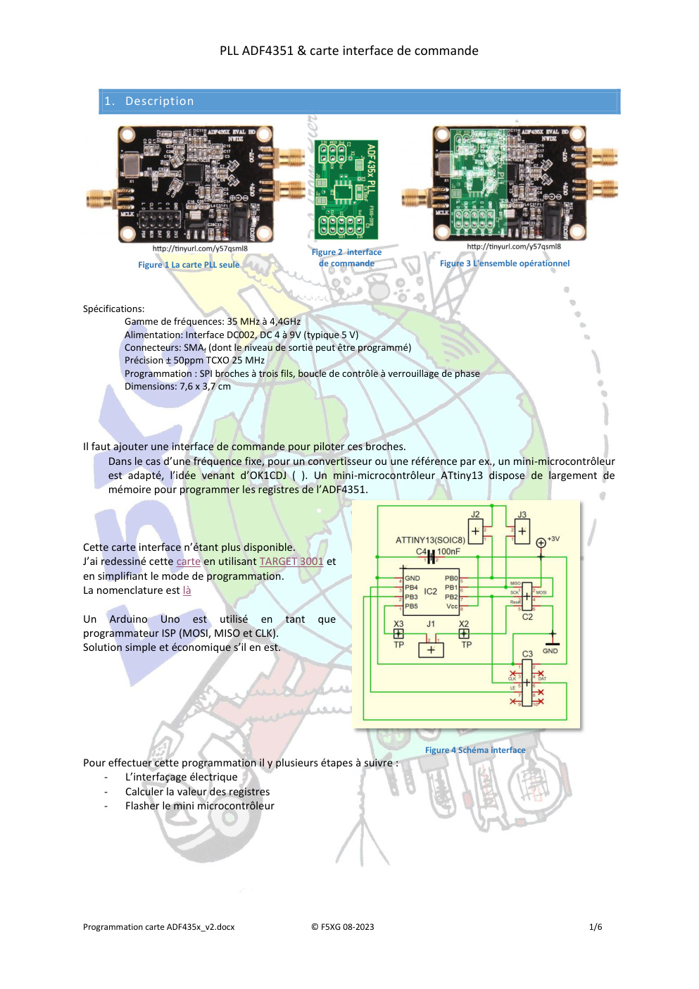 Première page de Programmation carte ADF435x v2