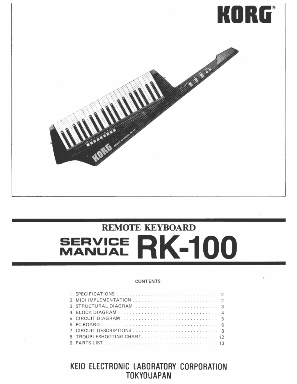 Première page de RK 100 SERVICE MANUAL ocr