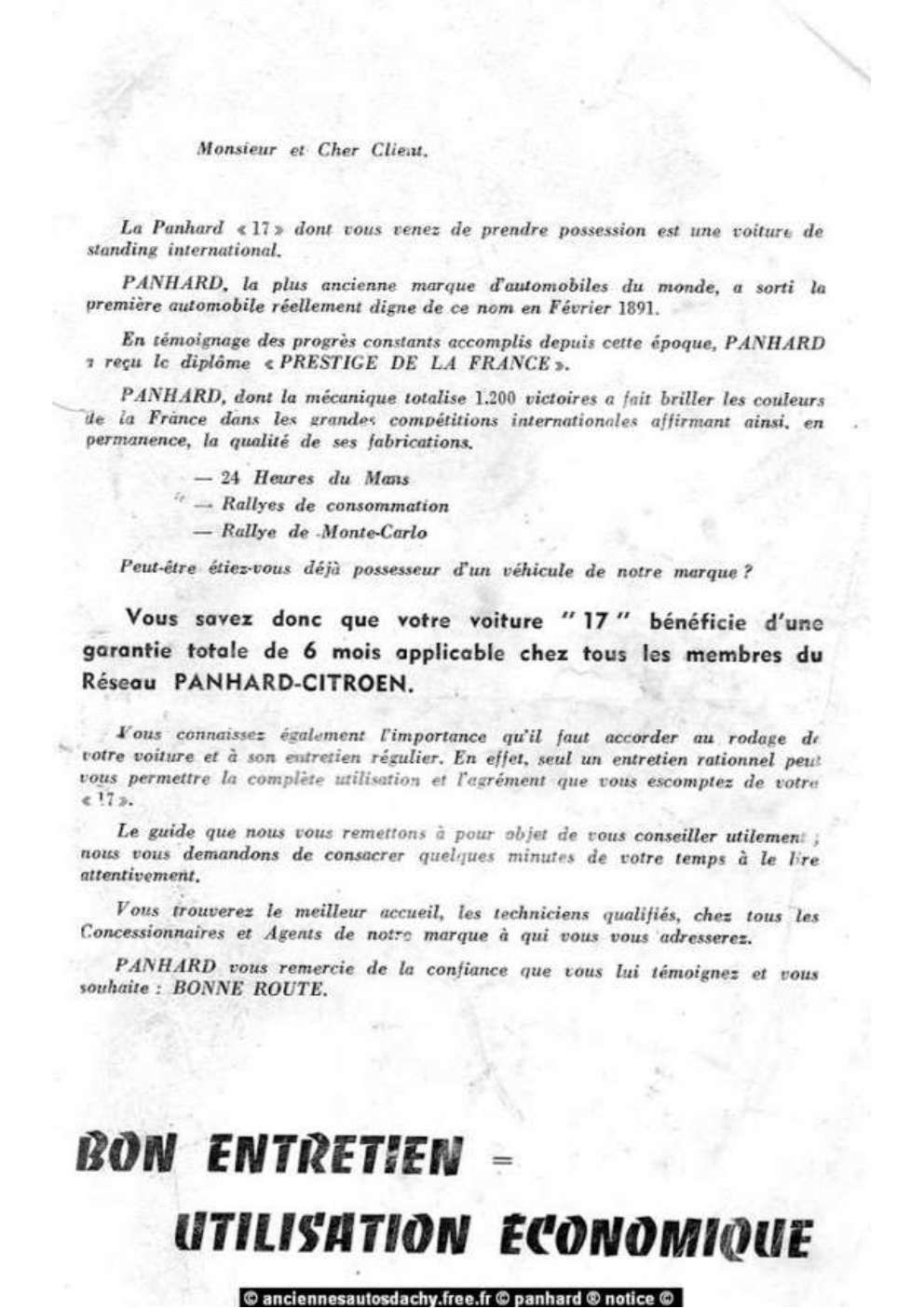 Première page de RTA Panhard 17 b 1964