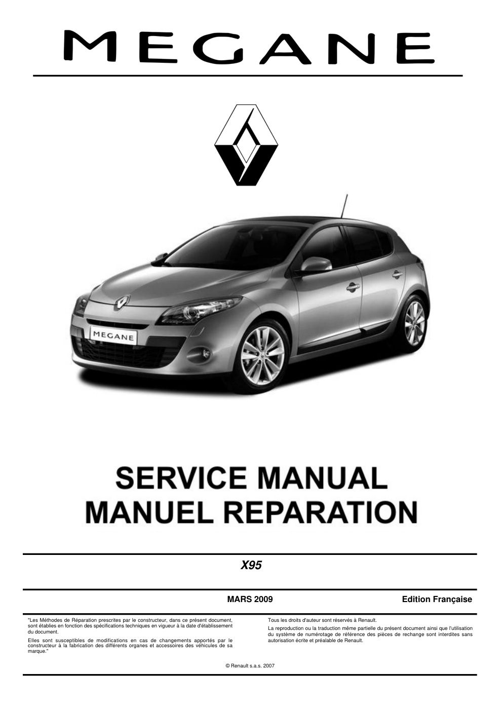 Première page de Renault Megane III Service Manual Manuel Reparation