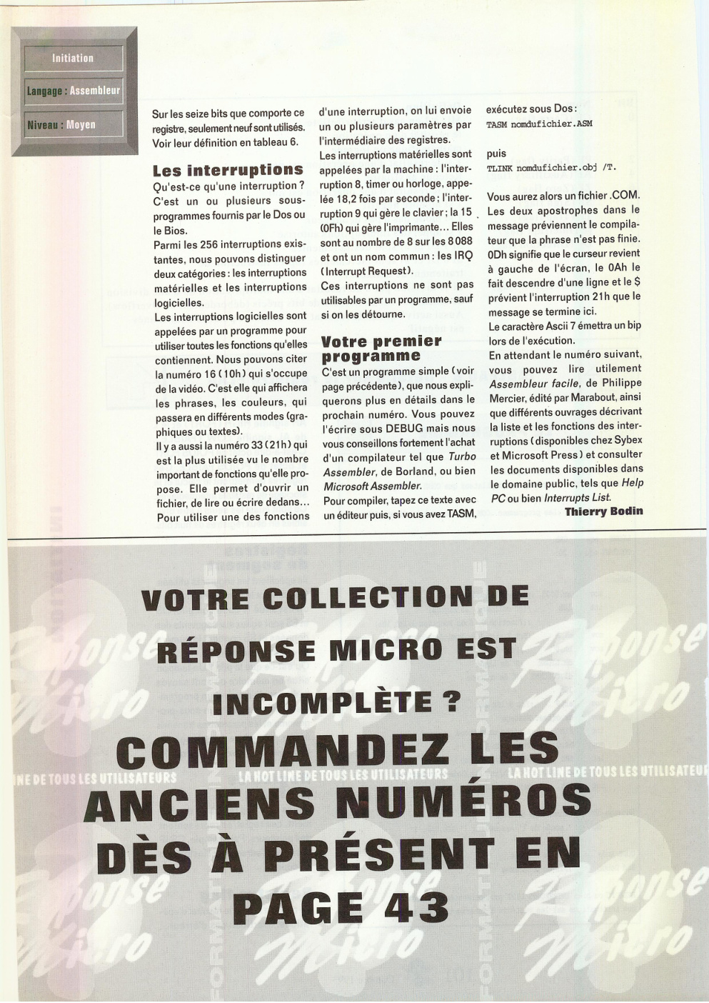 Première page de ReponseMicro numero12 02