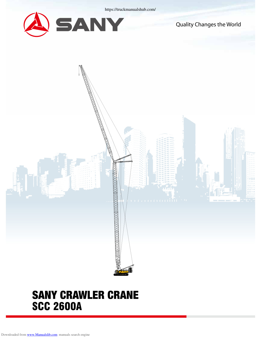 Première page de SANY Crawler Crane SCC 2600A Operating and Maintenance Manual