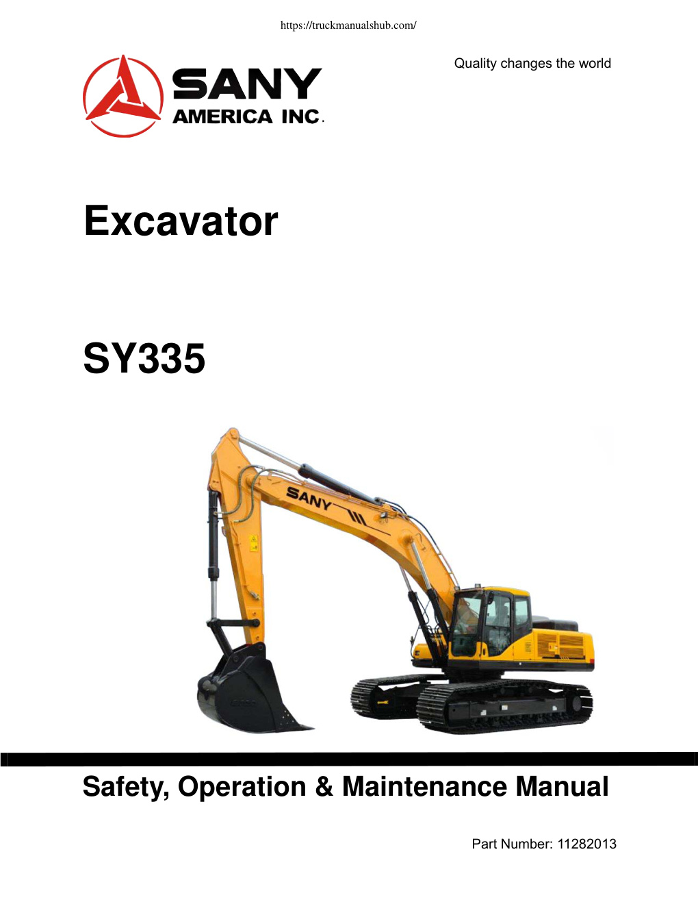 Première page de SANY SY335 Operators Maintenance Manual