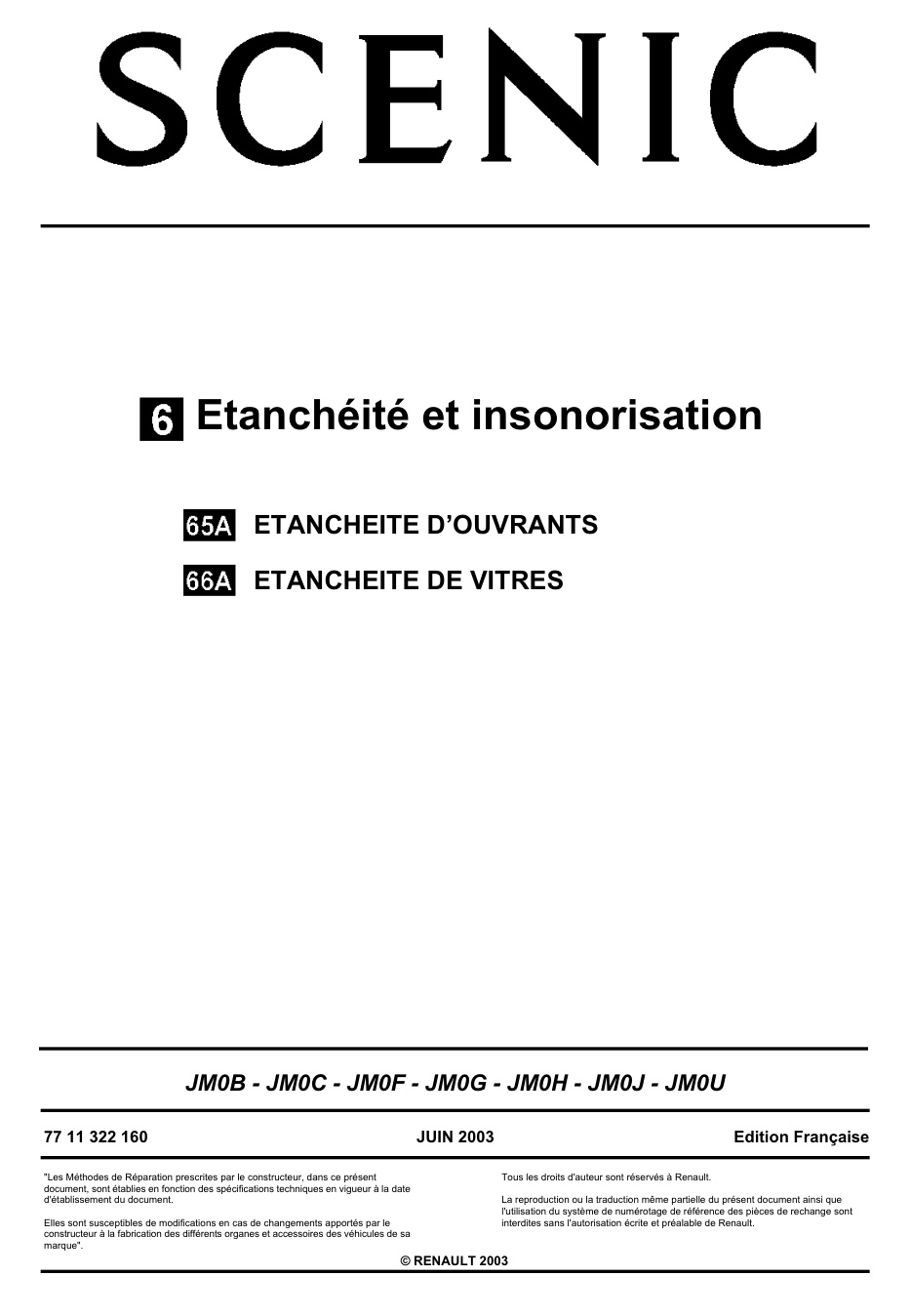Première page de SCENIC 2 Etanchéité et Insonorisation