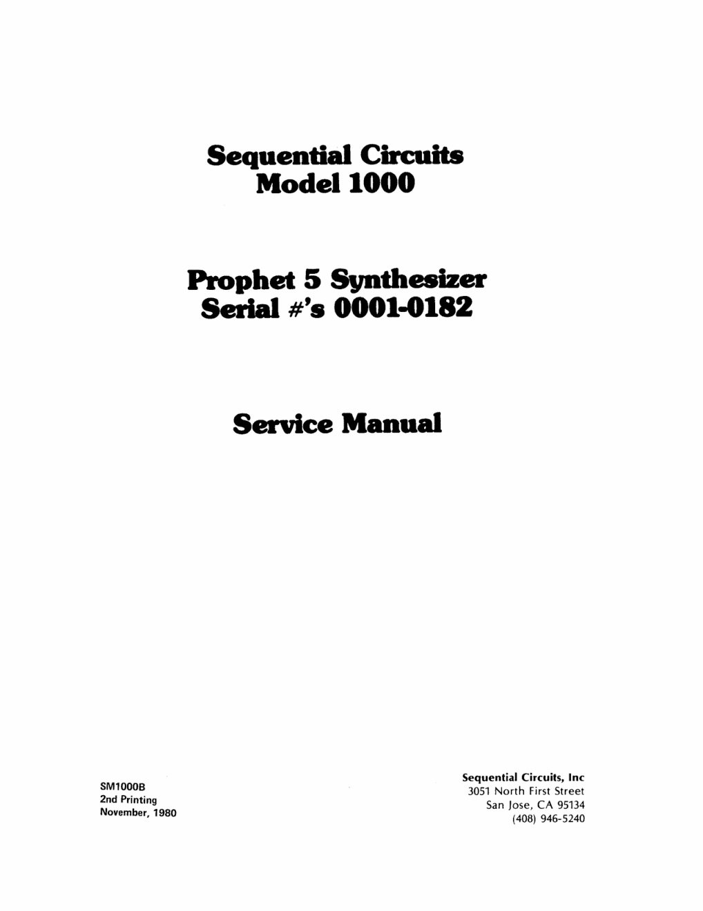 Première page de SEQUENTIAL PROPHET 5 REV1 SERVICE MANUAL ocr