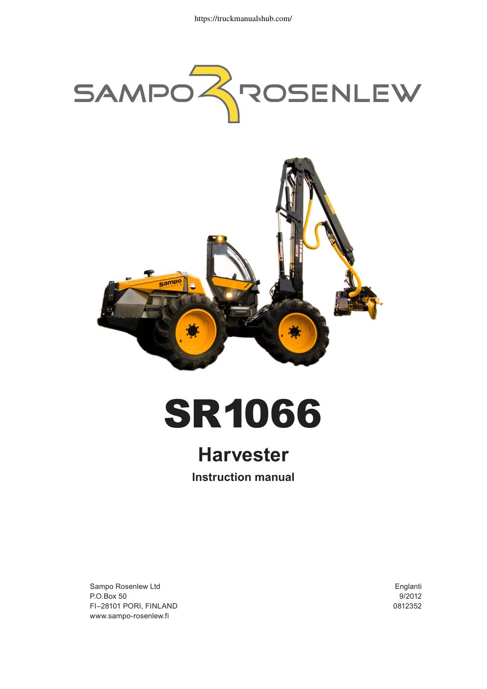 Première page de Sampo Rosenlew SR1066 Harvester Operator and Maintenance Manual