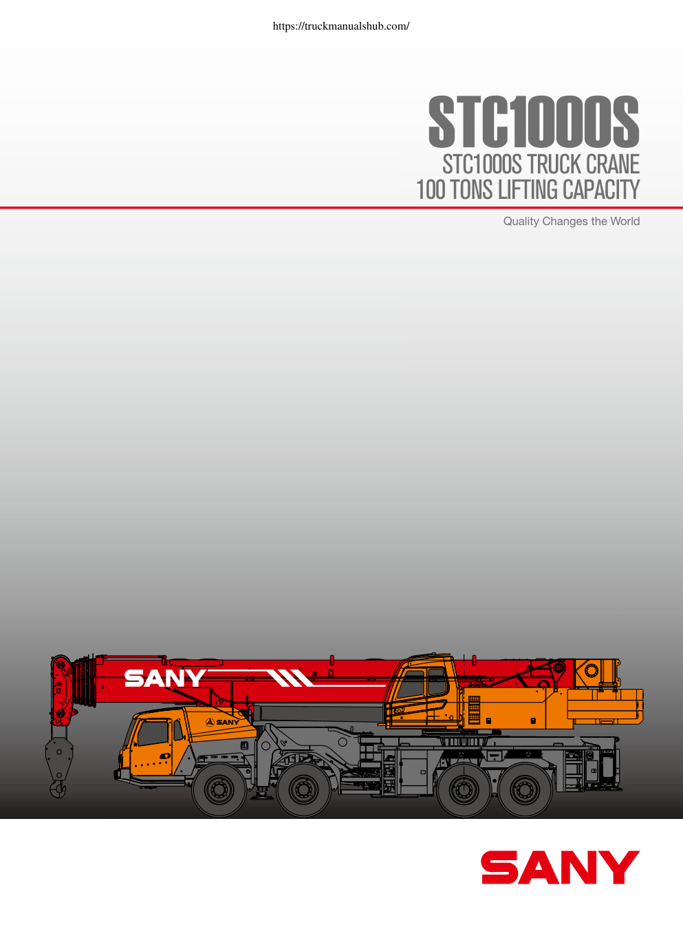 Première page de Sany STC1000S Truck Crane Technical Specifications Load Chart