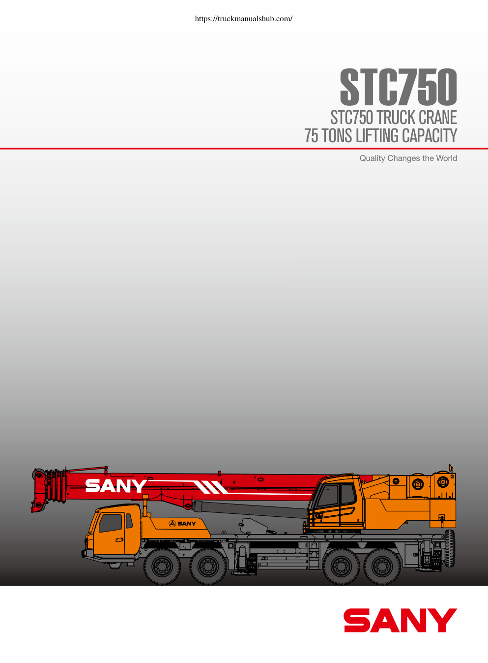 Première page de Sany STC750 Truck Crane Technical Specifications Load Chart
