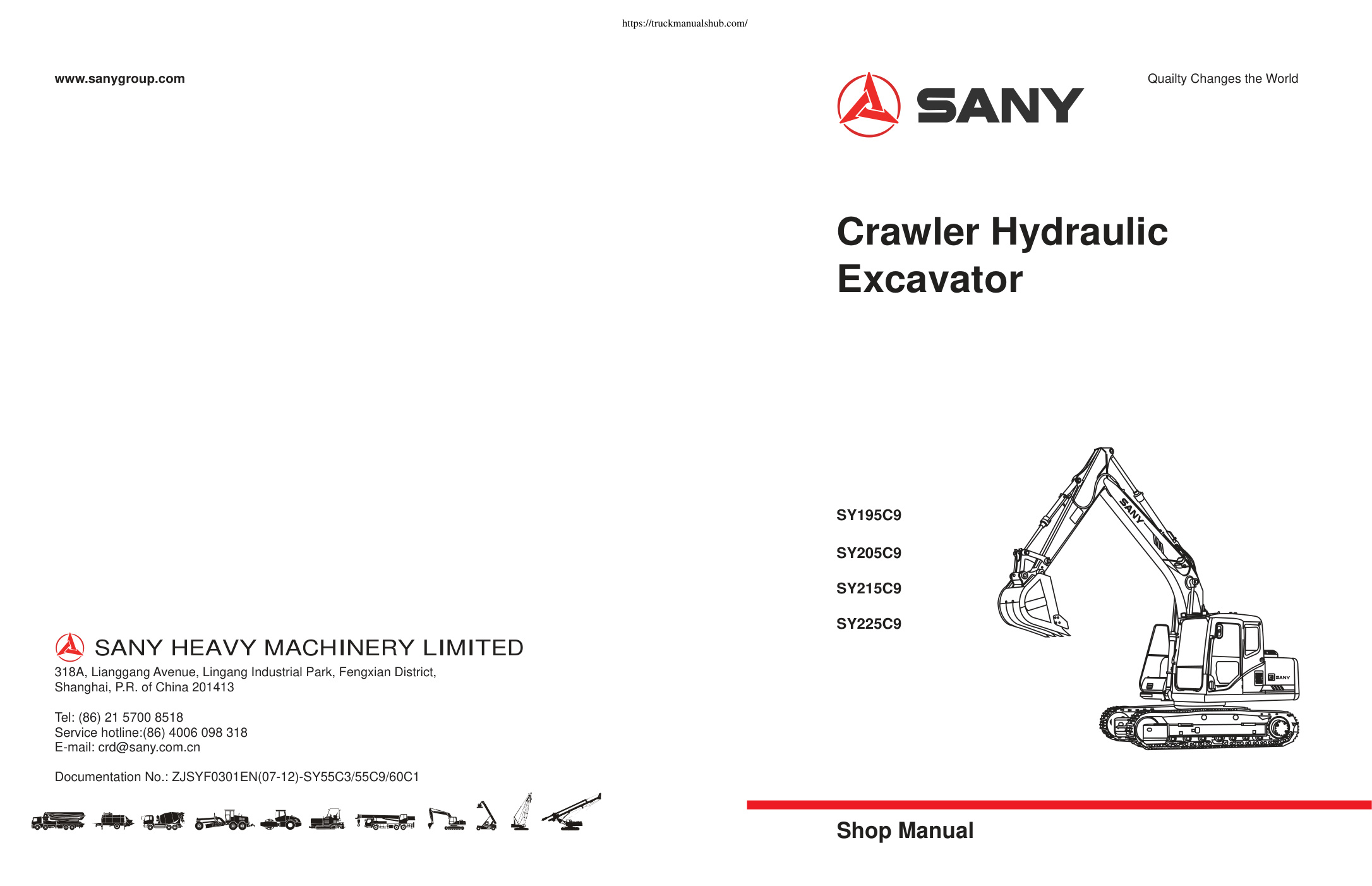 Première page de Sany SY195C9 SY205C9 SY215C9 SY225C9 Service Manual