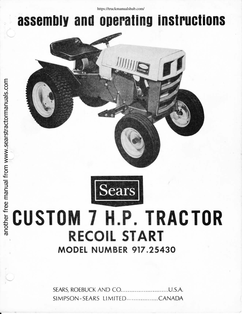 Première page de Sears 917 25430 assembly and operating instructions