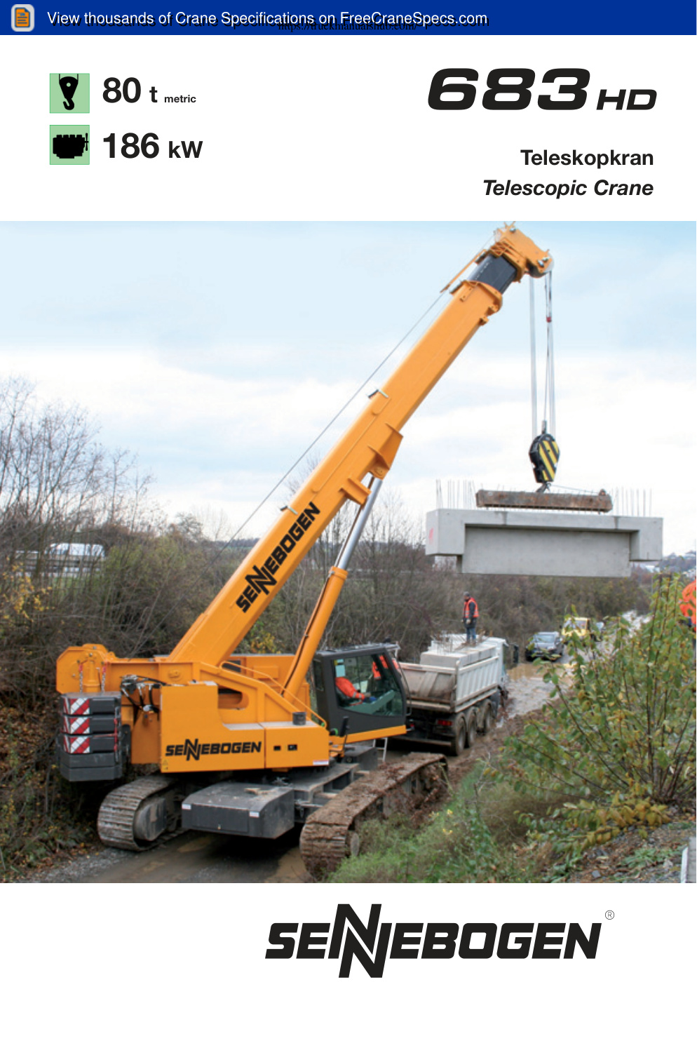 Première page de Sennebogen 683 Telescopic Crane Technical Specifications