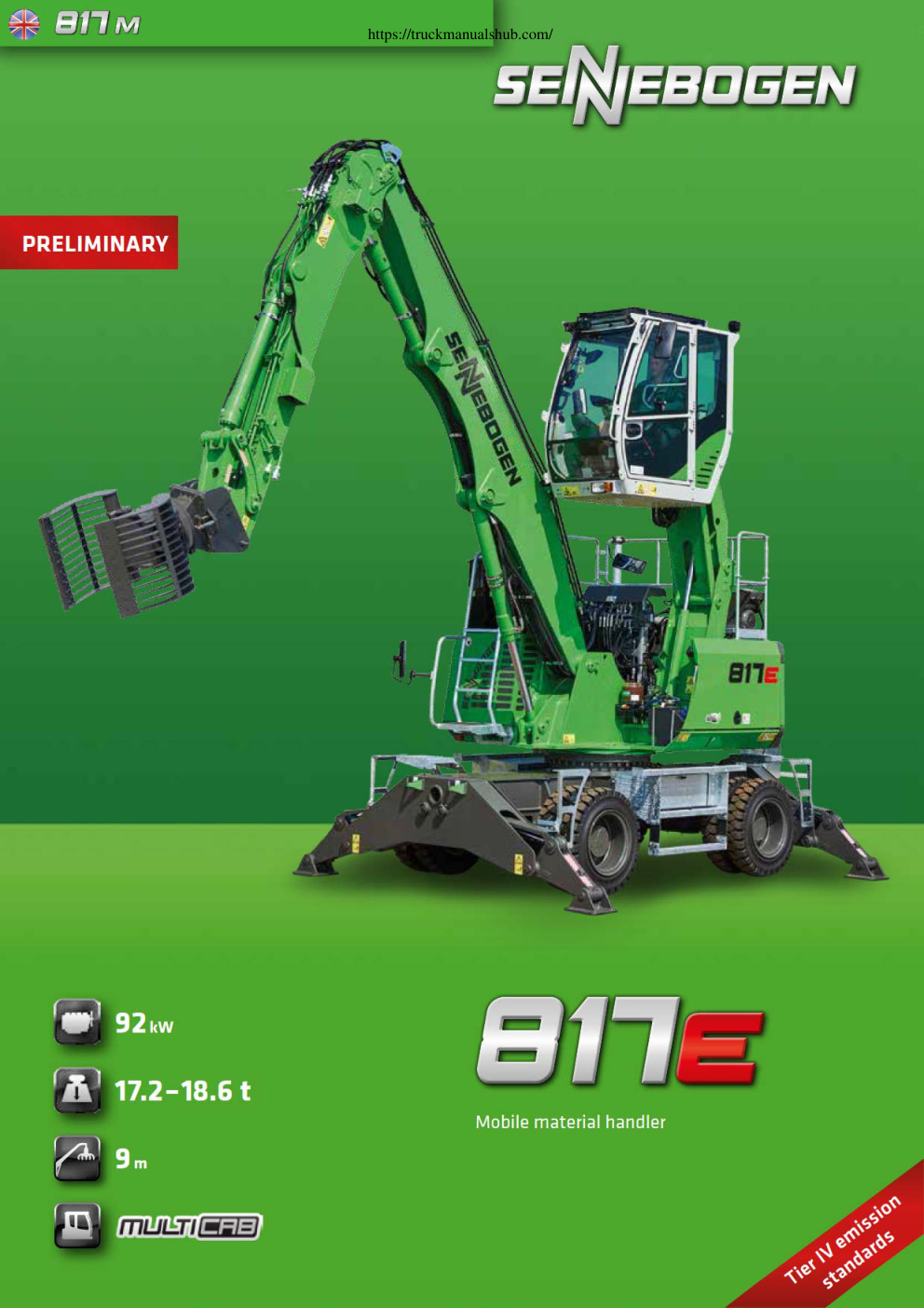 Première page de Sennebogen 817E Material Handler Technical Specifications