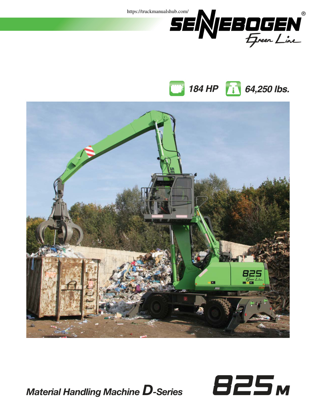 Première page de Sennebogen 825m Material Handling Technical Specifications