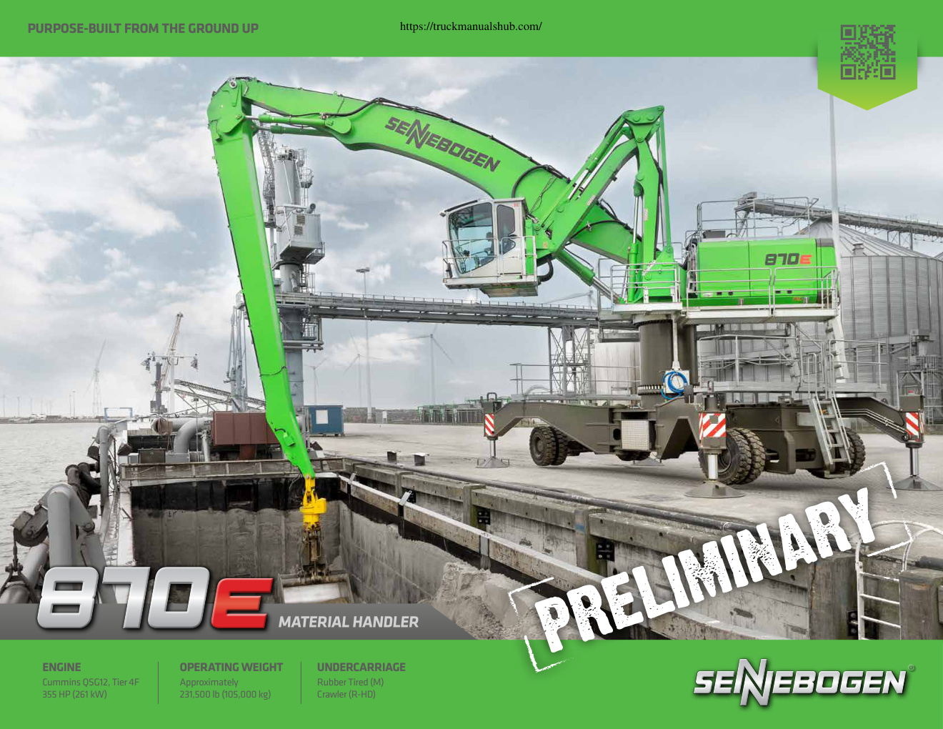 Première page de Sennebogen 870E Material Handler Technical Specifications