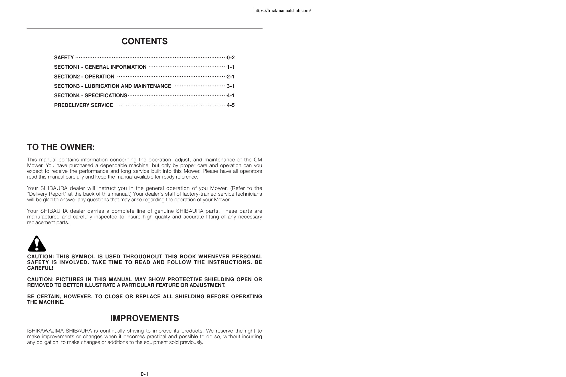 Première page de Shibaura CM 214 Operator s Manual