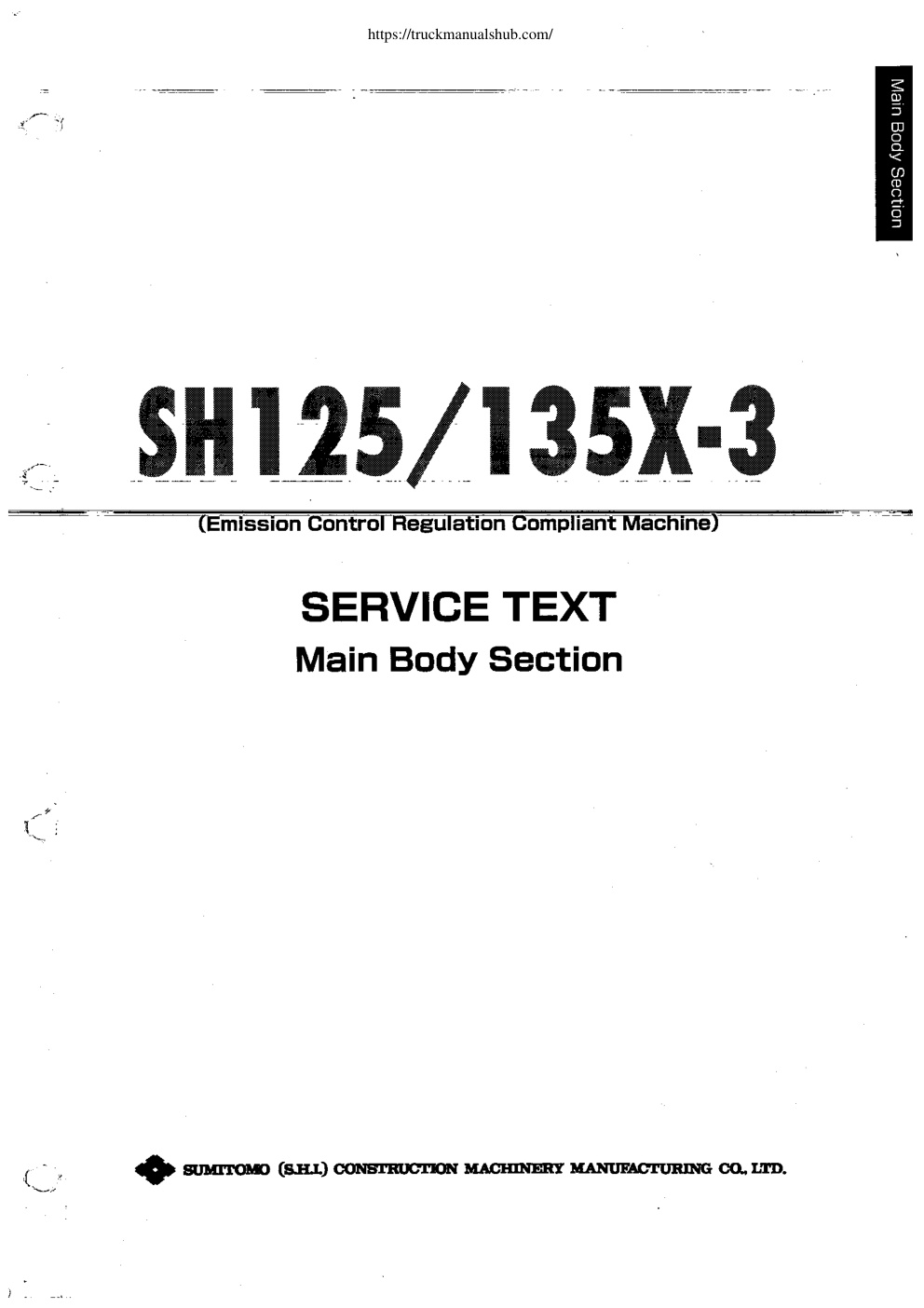 Première page de Sumitomo SH125 135X 3 Service Text Main Body Section