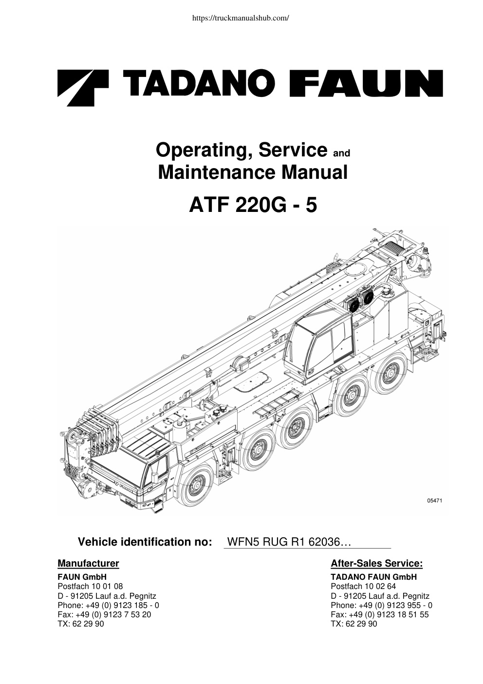 Première page de Tadano ATF 220G 5 Operating Service and Maintenance Manual