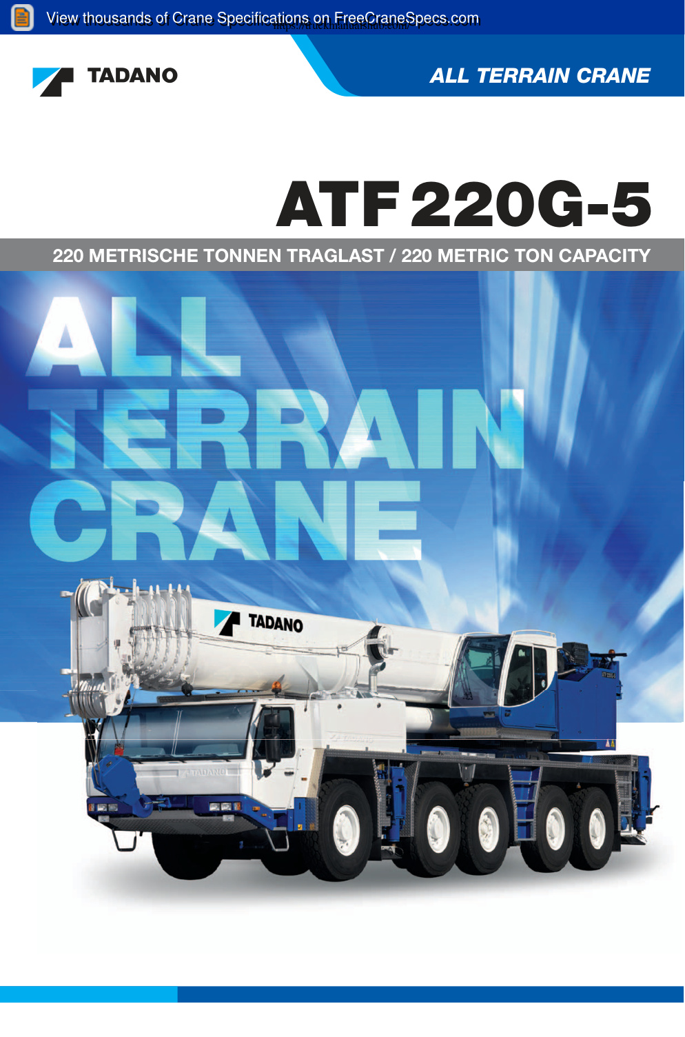 Première page de Tadano ATF 220G 5 2 Load Chart