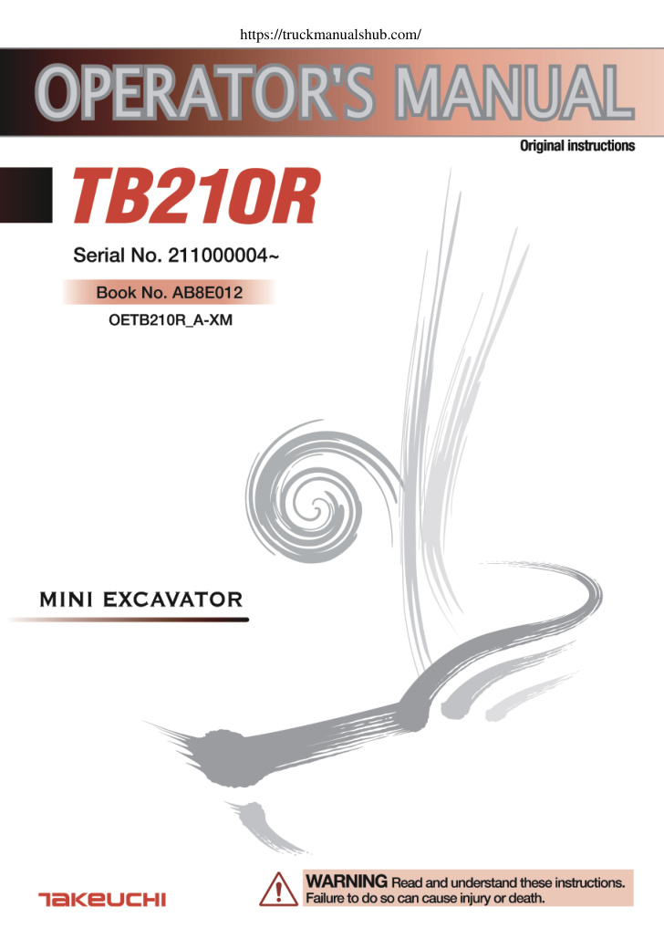 Première page de Takeuchi TB210R Operator s Manual
