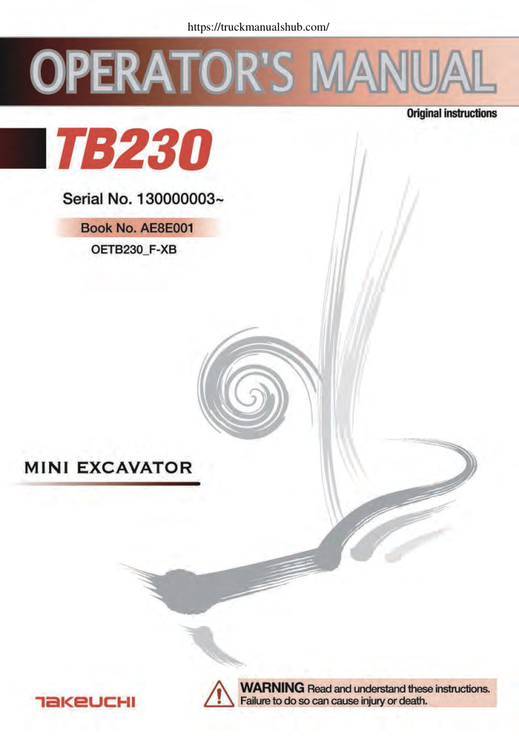 Première page de Takeuchi TB230 Operator s Manual